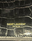YSL Kate Medium in Black Croc Embossed Leather