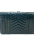YSL Dark Green Chevron Quilted Leather Envelope Flap Bag