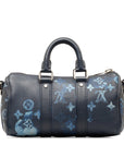 Blue LV Taurillon Ink Watercolor Keepall Bandouliere XS Satchel