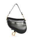 CHRISTIAN DOR Black Calfskin Leather Saddle Bag