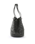 CHRISTIAN DOR Black Coated Canvas Cannage Panarea Medium Tote Bag