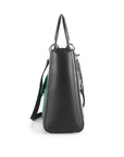 CHRISTIAN DOR Black Leather Limited Edition Pocket Large Lady DOR Tote Bag