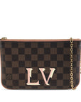 Brown LV Damier Ebene Pochette Double Zip Crossbody Bag