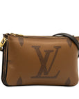 Brown LV Monogram Giant Reverse Double Zip Pochette Crossbody Bag