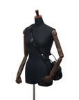 Christian DOR Cannage Round Shoulder bag Black Vintage kburx