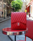 Chanel Classic Clutch With Chain – CWC Lambskin Red SiLVer-Toned