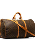 Brown LV Monogram Keepall Bandouliere 60 Travel Bag