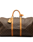 Brown LV Monogram Keepall 55 Travel Bag