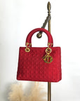 Christian DOR Cannage Charm Handbag Red Vintage cstet