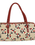 BBERRY Blue Label Hand Bag Nylon Leather Beige Auth am