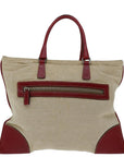 PRD Hand Bag Canvas Beige Red Auth arB