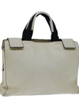 PRD Hand Bag Leather White Auth arB