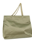 PRD Chain Hand Bag Satin Beige Auth arB