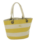 BBERRY Blue Label Tote Bag Canvas Yellow Auth bs