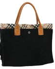 BBERRY Blue Label Hand Bag Canvas Black Auth bs