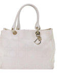 CHRISTIAN DOR Canage Hand Bag Canvas White Auth bs