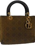 CHRISTIAN DOR Canage Hand Bag Nylon Brown Auth bs