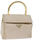 PRD Hand Bag Nylon Beige Auth bs