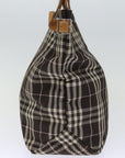 BBERRY Blue Label Nova Check Tote Bag Nylon Brown Auth bs