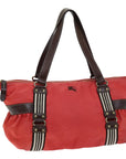 BBERRY Blue Label Hand Bag Nylon Orange Auth bs