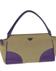 PRD Hand Bag Canvas Purple Beige Auth bs