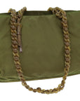 PRD Chain Shoulder Bag Nylon Khaki Auth bs