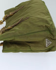 PRD Chain Shoulder Bag Nylon Khaki Auth bs