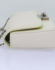 PRD Chain Shoulder Bag Leather White Auth bs