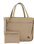 BBERRY Blue Label Hand Bag Canvas Beige Auth bs