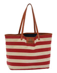 BBERRY Blue Label Tote Bag Canvas Red White Auth bs