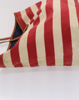BBERRY Blue Label Tote Bag Canvas Red White Auth bs
