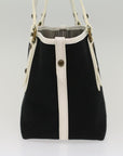 BBERRY Blue Label Tote Bag Canvas Leather Black Auth bs