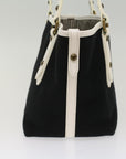 BBERRY Blue Label Tote Bag Canvas Leather Black Auth bs