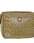 CHRISTIAN DOR C Macadam Canvas Clutch Bag Coated Canvas Beige Auth bs