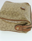CHRISTIAN DOR C Macadam Canvas Clutch Bag Coated Canvas Beige Auth bs