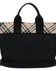 BBERRY Blue Label Tote Bag Canvas Black Auth bs