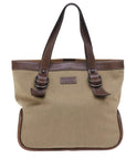 BBERRY Blue Label Tote Bag Canvas Leather Brown Auth bs