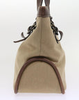 BBERRY Blue Label Tote Bag Canvas Leather Brown Auth bs