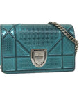 CHRISTIAN DOR Chain Shoulder Bag Patent leather Light Blue Auth bs