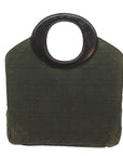 CHRISTIAN DOR Canage Hand Bag Nylon Khaki Auth bs