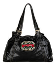 GCCI Bride Double G Sy Line Tote Bag Black G Patent Leather GCCI