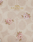 Corner Zip Wristlet In Signature Canvas With Floral Print (Gold/Sand Multi)