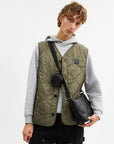 Small Finn Crossbody Bag With Pouch In Maxi Signature Canvas (Gunmetal/Charcoal/Black)