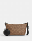 Small Finn Crossbody Bag With Pouch In Maxi Signature Canvas (Gunmetal/Tan/Black)