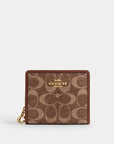 Snap Wallet In Signature Chenille (Gold/Light Khaki/Vintage Brown)