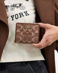 Snap Wallet In Signature Chenille (Gold/Light Khaki/Vintage Brown)