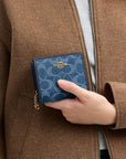 Snap Wallet In Signature Denim (Gold/Indigo)
