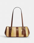 Asher Shoulder Bag With Striped Patchwork (Gold/Redwood Multi)