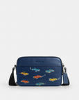 Graham Crossbody Bag With Car Print (Silver/Deep Blue Multi)