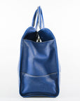 PRD Blue Leather Lucido Tote Top Handle Bag w/ Strap